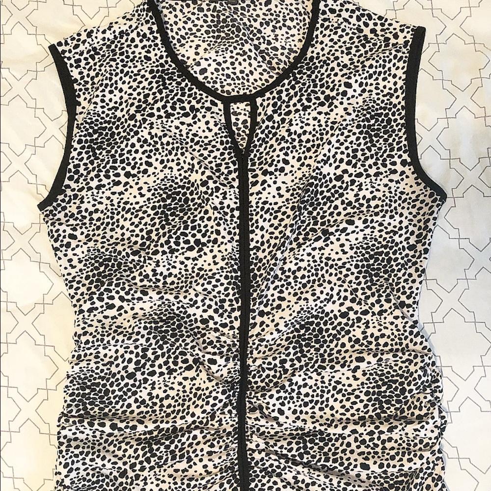 Adrianna Papell Ruched Spotted Tank